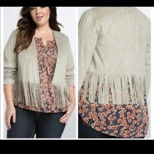 Faux suede fringe jacket